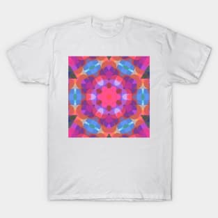 Retro Mandala Flower Pink Blue and Purple T-Shirt